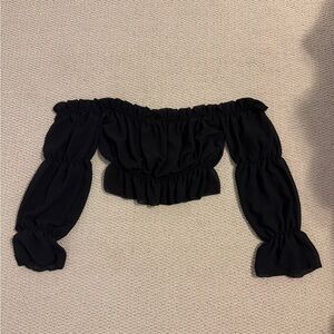 PrettyLittleThing Black Off-Shoulder Blouse